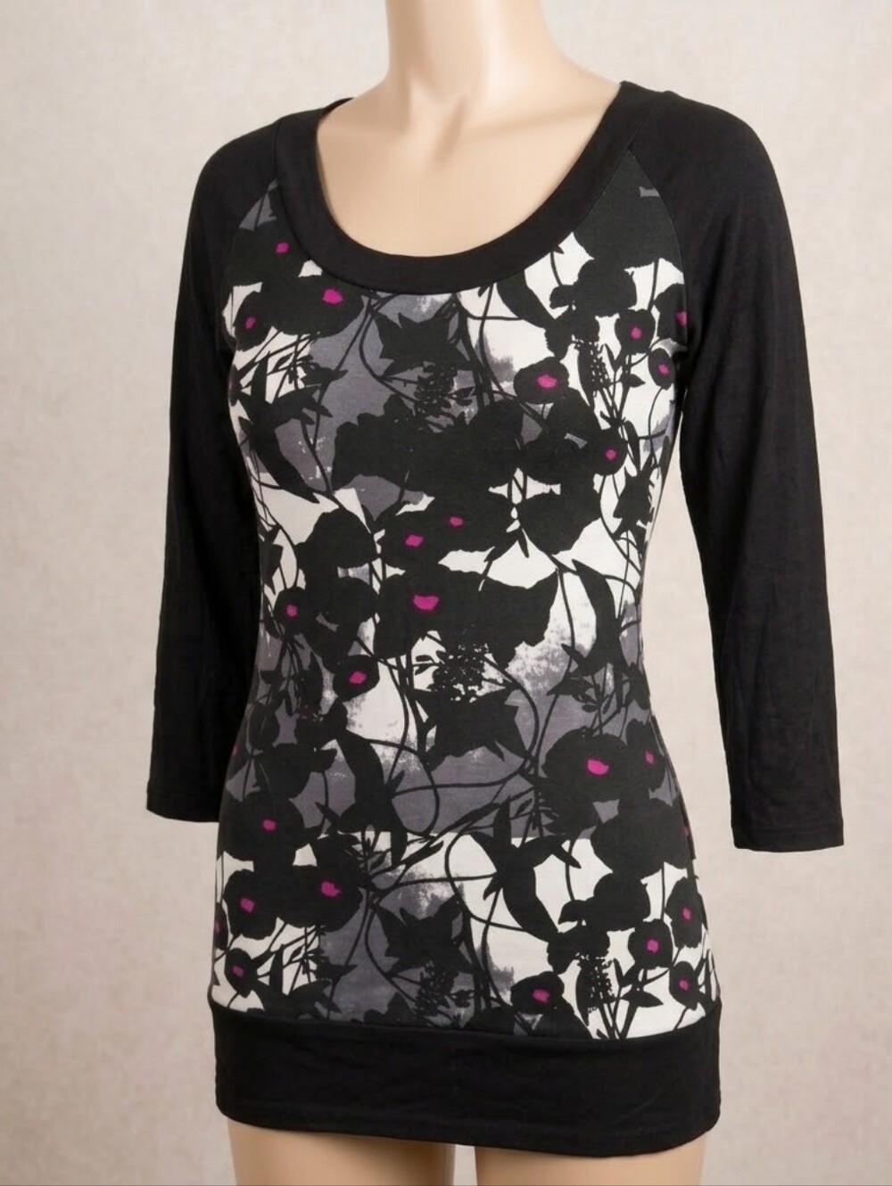 Elegant Black and Pink Floral Dress